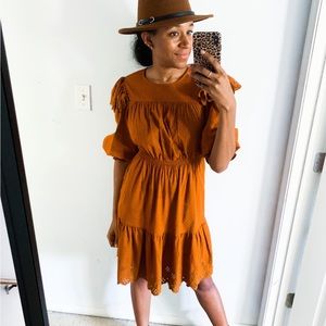 NWT Universal Threads Orange Ruffle Detail Dress Size Small